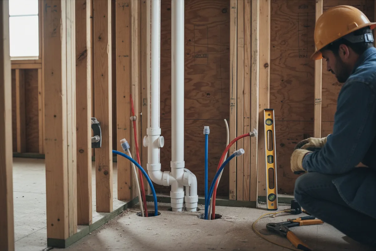 Drain and supply rough-in during Drain Cleaning in Mona